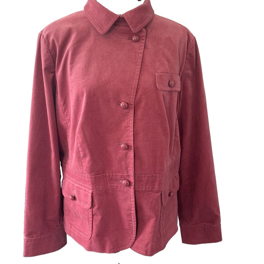 Talbots Women's Rose Colored Velvet Cotton Blend Jacket Size 16 Boho Academia